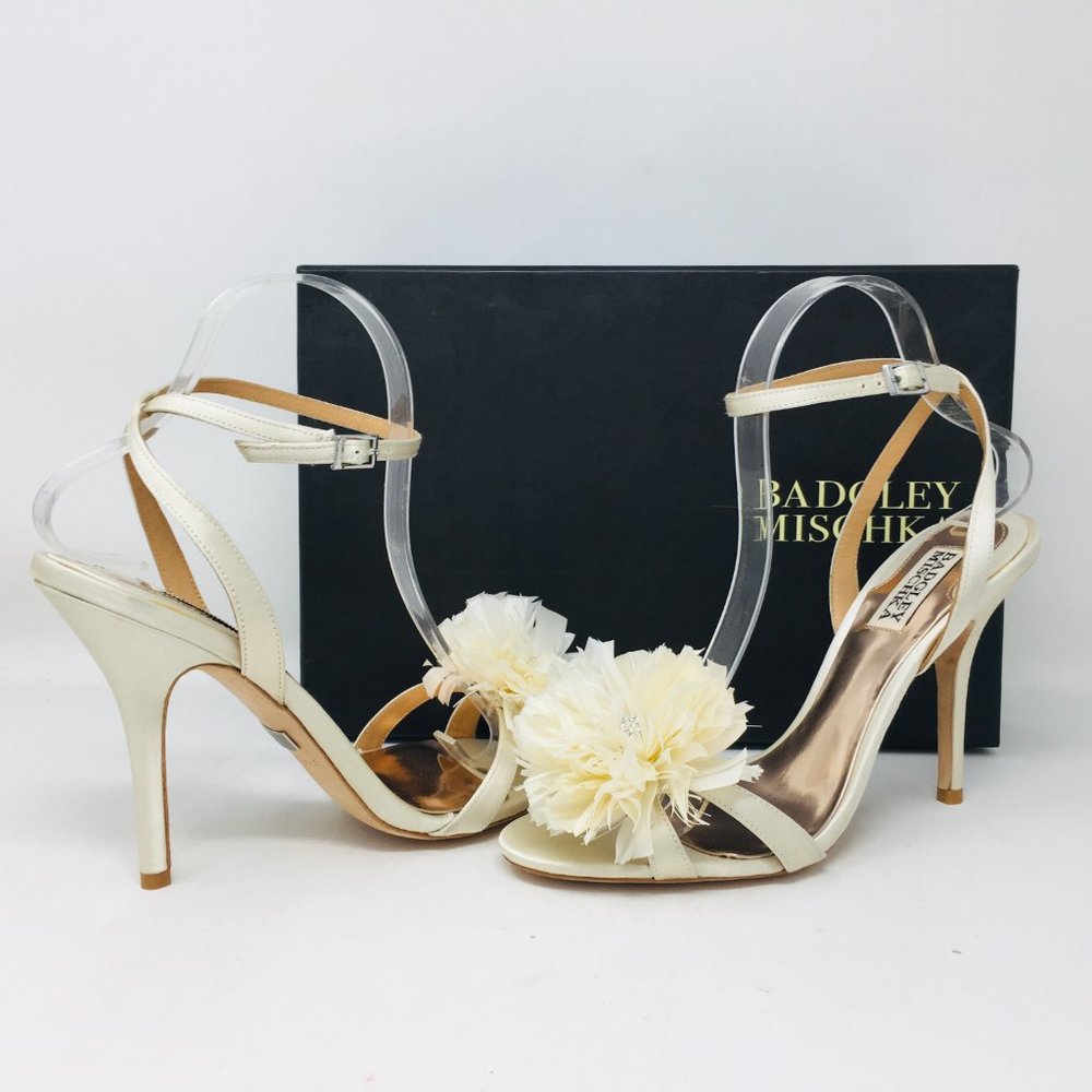 Badgley Mischka Karol Ivory Satin Heeled Sandals